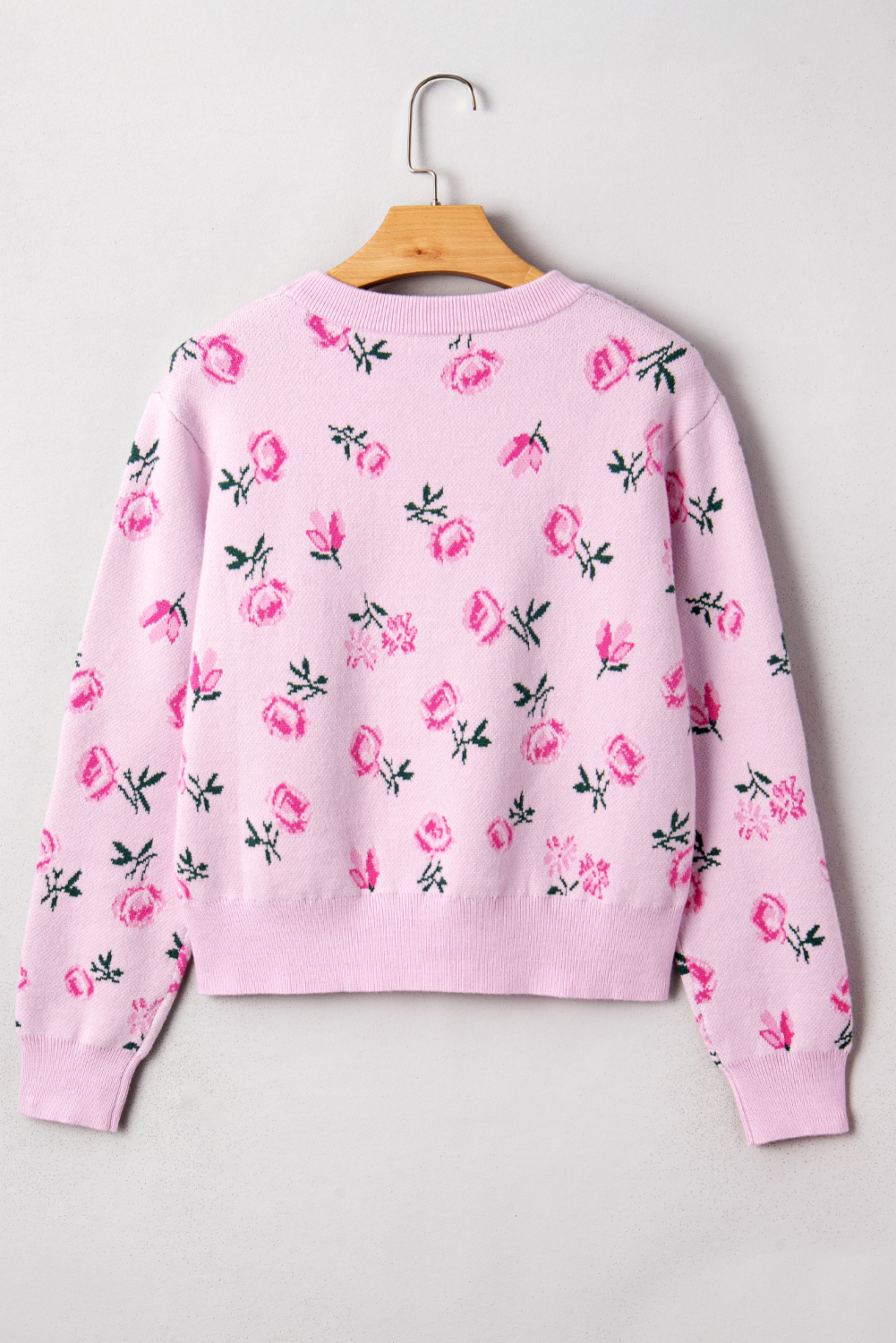 Delicacy Sweet Floral Print Drop Shoulder Cropped Sweater - Image 4
