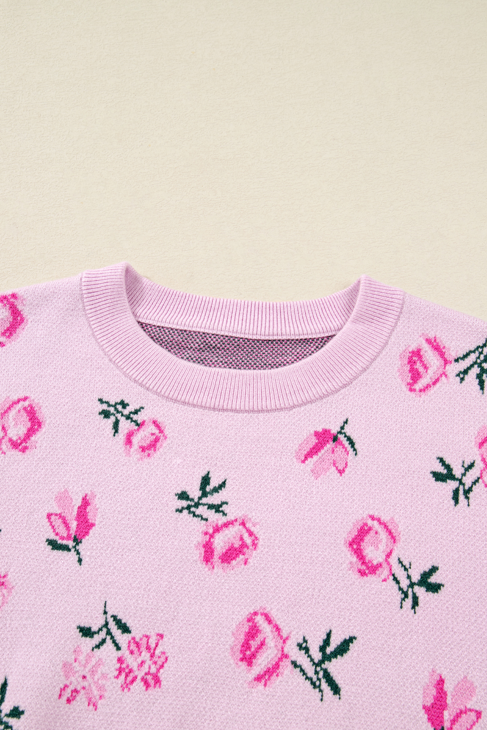 Delicacy Sweet Floral Print Drop Shoulder Cropped Sweater - Image 5