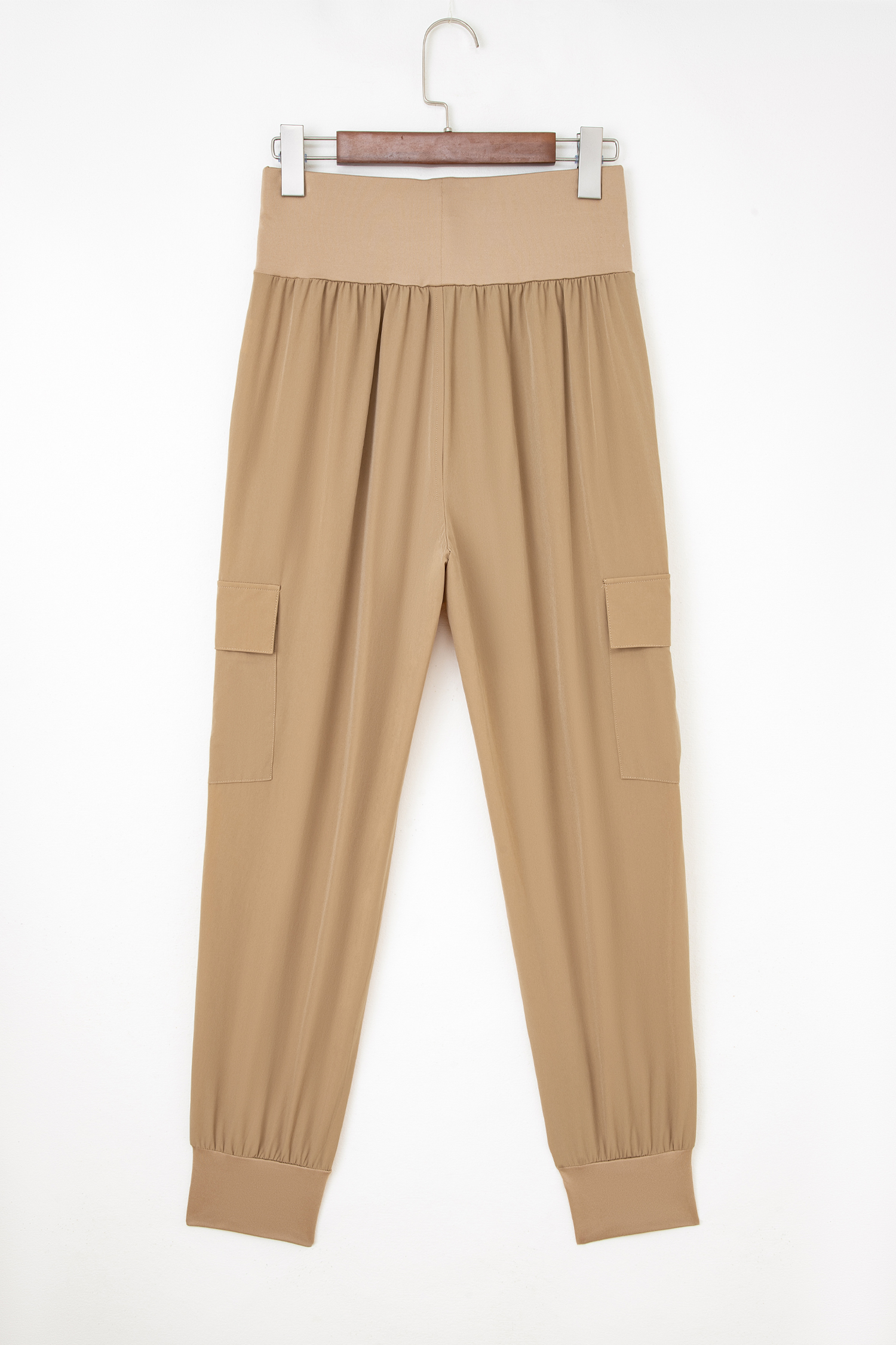 Black Elastic High Waist Pocketed Cargo Jogger Pants - Image 7